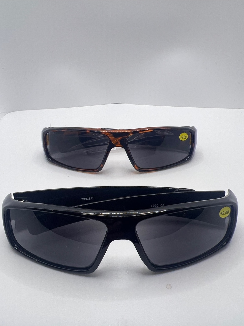 Men's +2.00 Reading Sunglasses-1 Black & 1 Tortoiseshell Plastic Frames-NWOT-P14